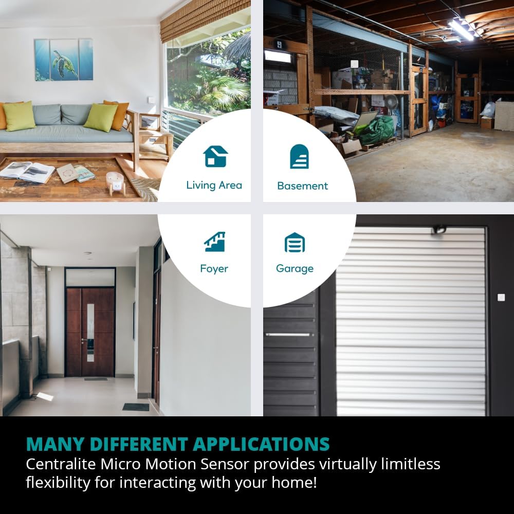 by Ezlo Micro Motion Sensor - Home Automation and Security - Lighting Scenes, Security Alarm, Alerts upon Motion Detection - Zigbee