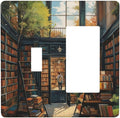 Library With A Lot Of Books Light Switch Covers 2 Gang Single Toggle Rocker Combination Wall Plate Cover Electrical Faceplate Decorative Switchplate for Farmhouse Decor