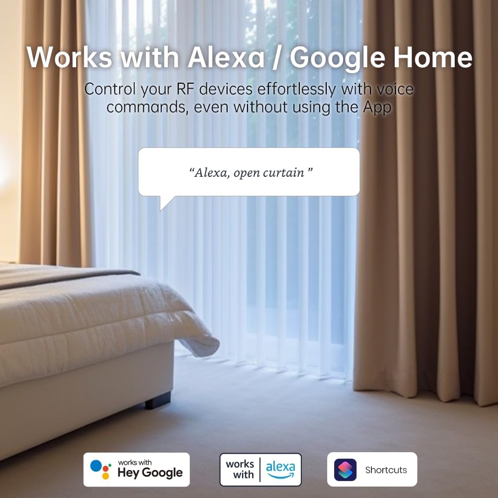 eHome Wi-Fi Smart RF Universal Remote Control,RF Controller for Light Switch,Ceiling Fan,Roller Shutter Motor,RF2MQTT Home Assistant,Compatible with Alexa,Google Home