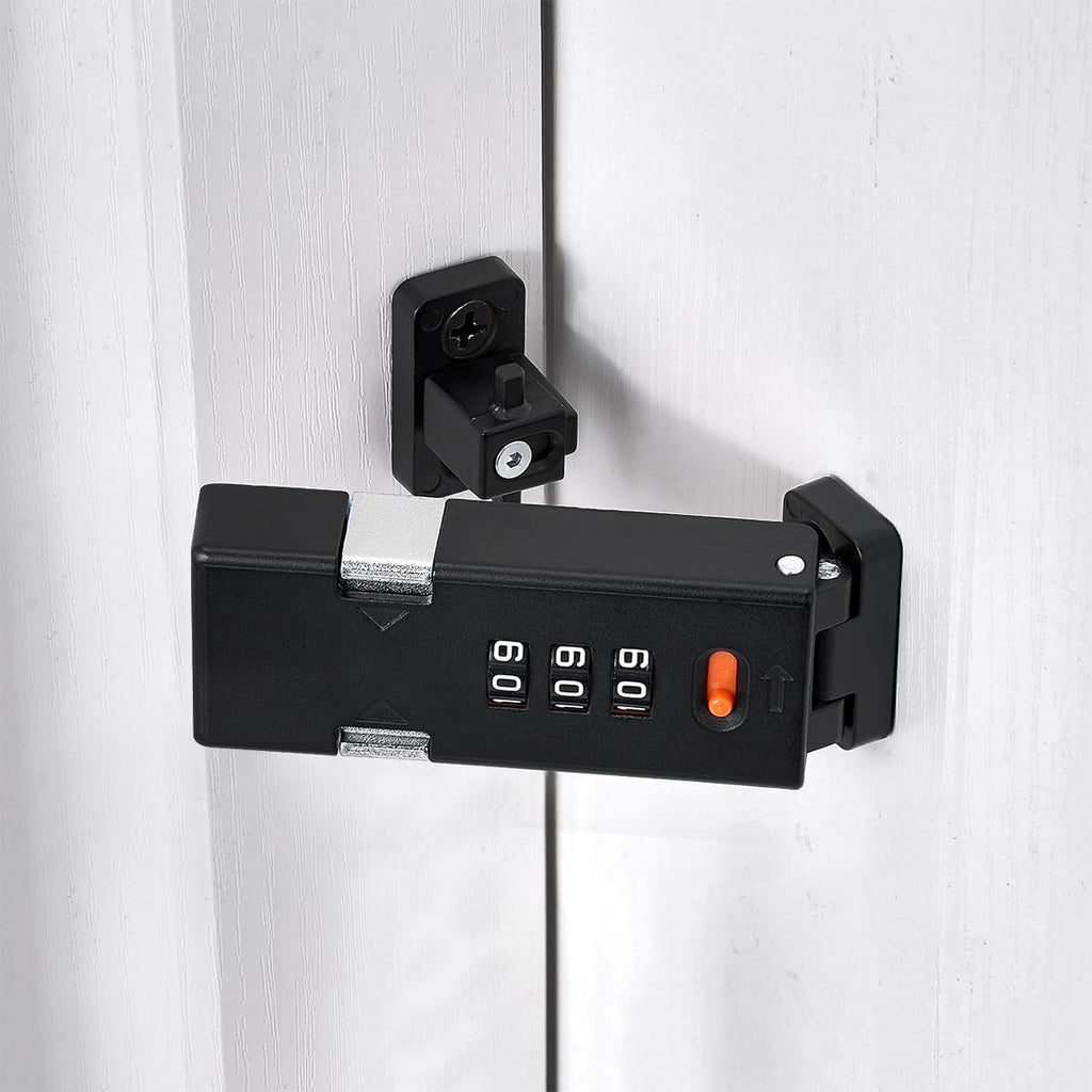 Cabinet Lock，Barn Door Latches,3-Digit Combination Security Locks,Combination Security Lock,for Office File Cabinet,Drawers,Locker,Small Door,Cupboard (1, Black_90 Degree)