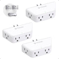 TROND Wall Outlet Extender 3 Pack - Surge Protector Outlet with 4 Grounded Sockets, 3 Way Angled Plug Adapter, 900J, Multiple Wall Splitter for Home Office Dorm Room Essentials, White