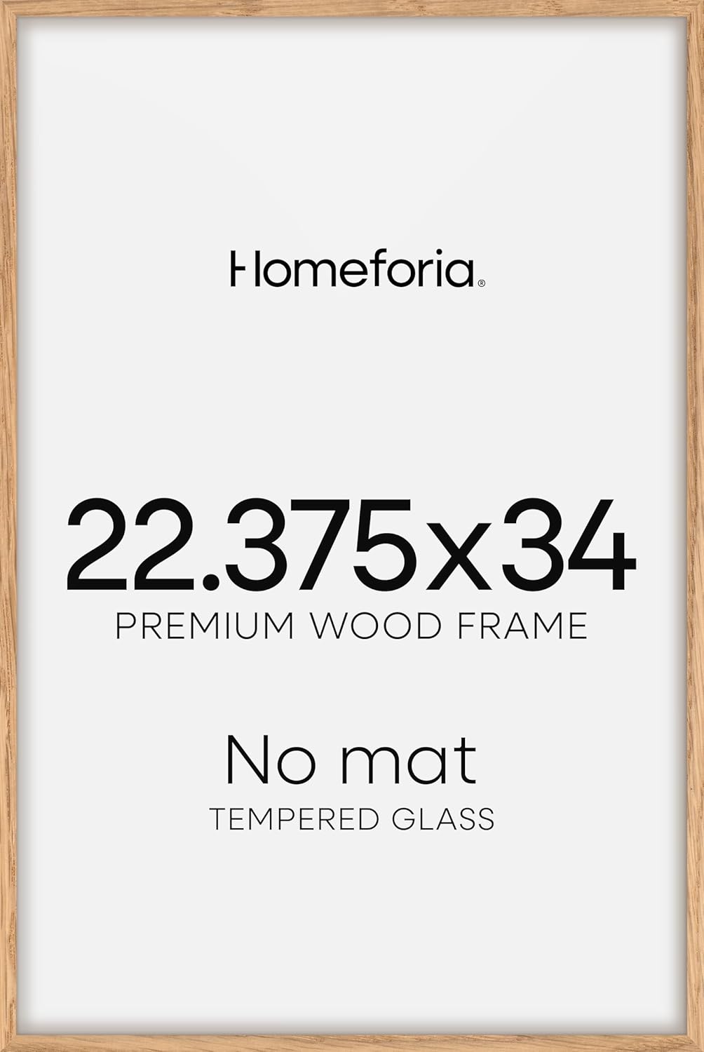 Homeforia 22.375x34 Puzzle Frame Wooden, High End Natural Oak 22.375 x 34 Picture Frames Light Wood without Mat, 34x22.375 Poster Frames for Wall, 22.375by34 Frames, Tempered Glass, Wall Kit, Set of 1