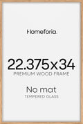 Homeforia 22.375x34 Puzzle Frame Wooden, High End Natural Oak 22.375 x 34 Picture Frames Light Wood without Mat, 34x22.375 Poster Frames for Wall, 22.375by34 Frames, Tempered Glass, Wall Kit, Set of 1
