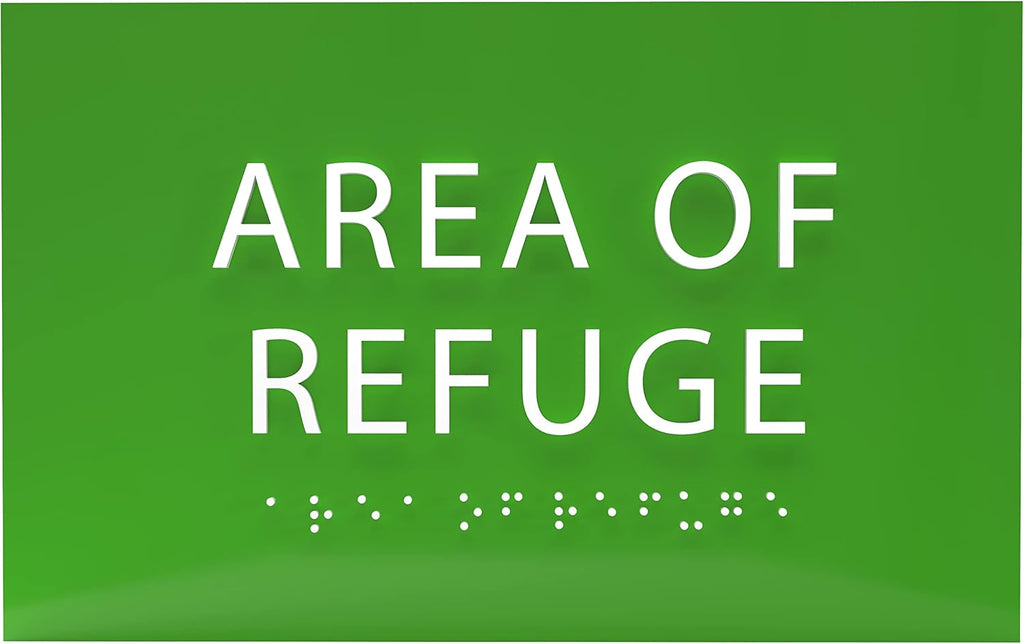 6" X4" Area of Refuge Sign - ADA Compliant Tactile Graphics Grade 2 Braille Text | Wall Mount Plastic Signs for Shopping Malls, Offices, Hotels, Schools, Apartments & Restaurants