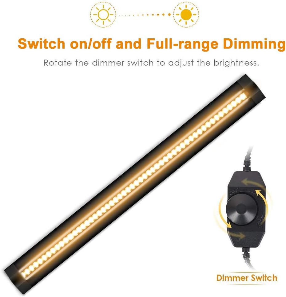 inShareplus LED Under Cabinet Lighting, 13 inch Dimmable, Warm White 3500K, CRI90+, 450Lumens, DC 12V Ultra Thin Under Counter Kitchen Lighting for Kitchen, Shelf, Cupboard, Black, 3 Pack