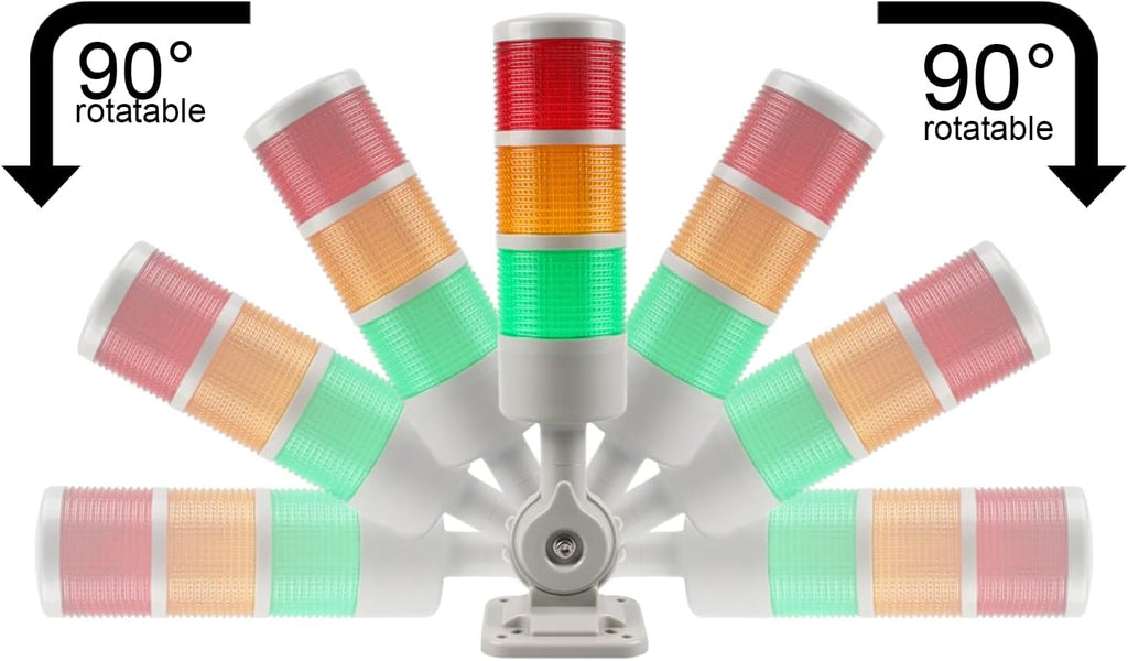 Led Signal Tower Stack Lights, Industrial Signal Warning Lights, Column Tower Lamp Andon Lights with Rotatable Base, Steady/Flashing Light Switchable, 110V 220V AC(4-Layer, with Buzzer)