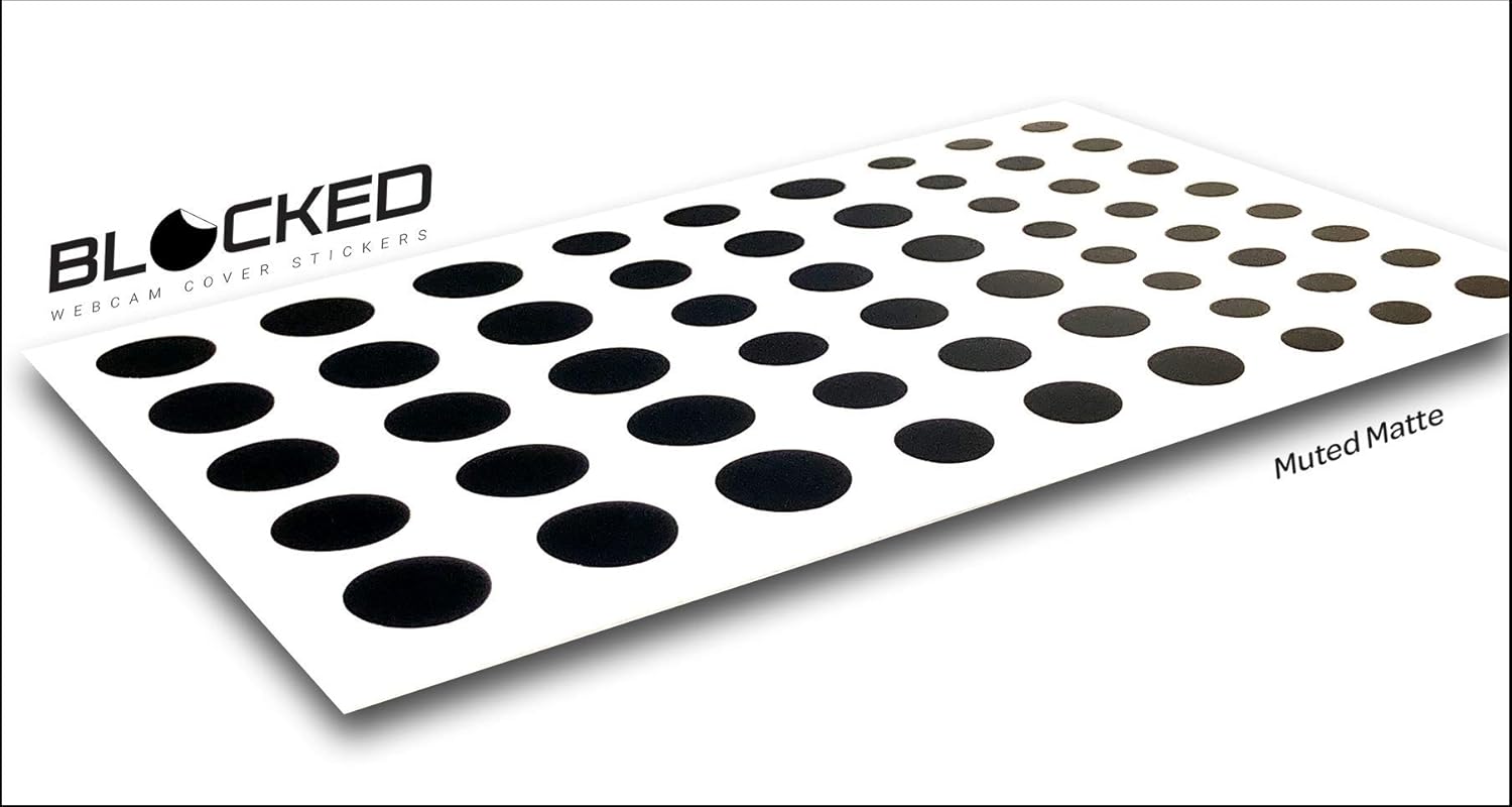 BLOCKED Stackable Webcam/Camera Vinyl Covers | 57 Low-Tack Restickable Webcam Sticker | 3-Sizes | Black 57-Pack (Muted Matte)