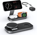 3 in 1 Wireless Charging Station for Apple Devices, Magnetic Foldable Fast Charger Stand Compatible with MagSafe for iPhone Air/17/16/15/14/13/12 Series, Apple Watch & AirPods Pro/4/3/2