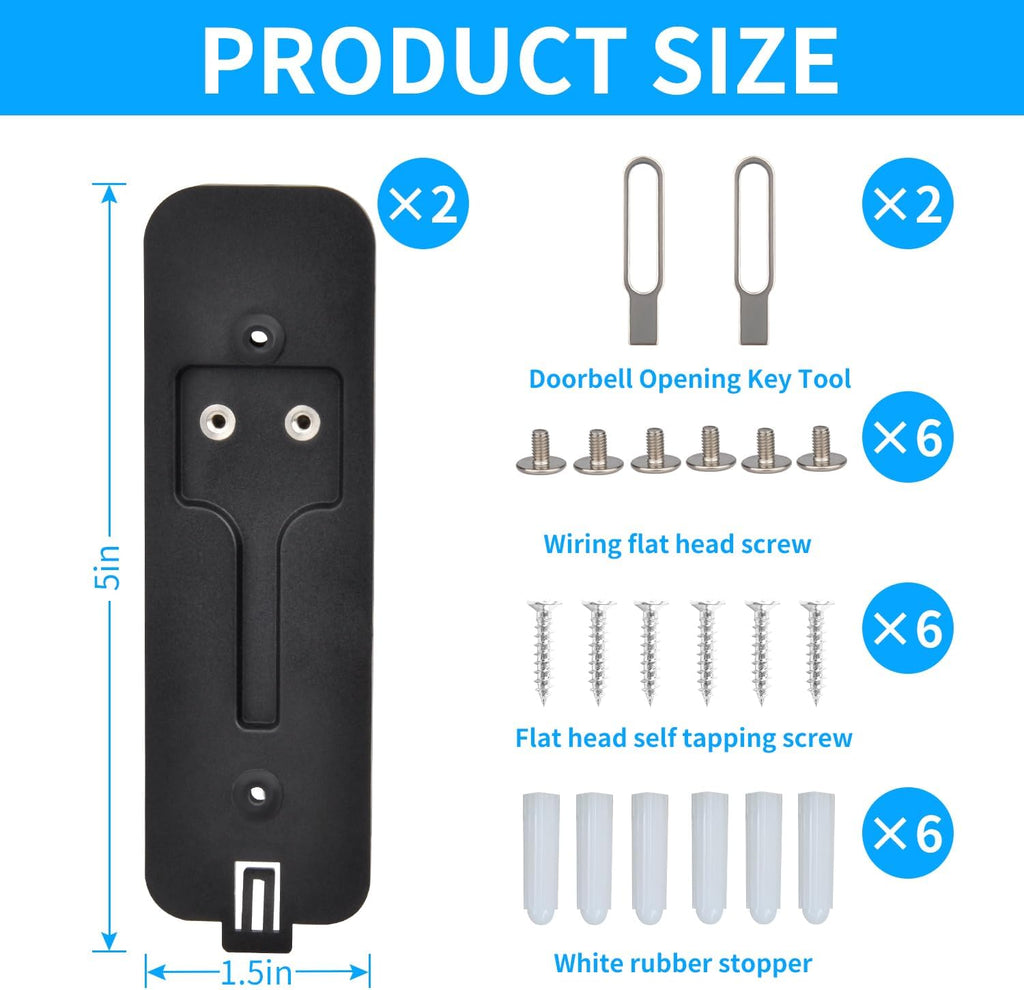 Blink Doorbell Backplate Replacement, Blink Doorbell Back Plate,Backplate Compatible with Blink Video Doorbell, Blink Doorbell Mounting Plate with Blink Key Replacement (2pack)