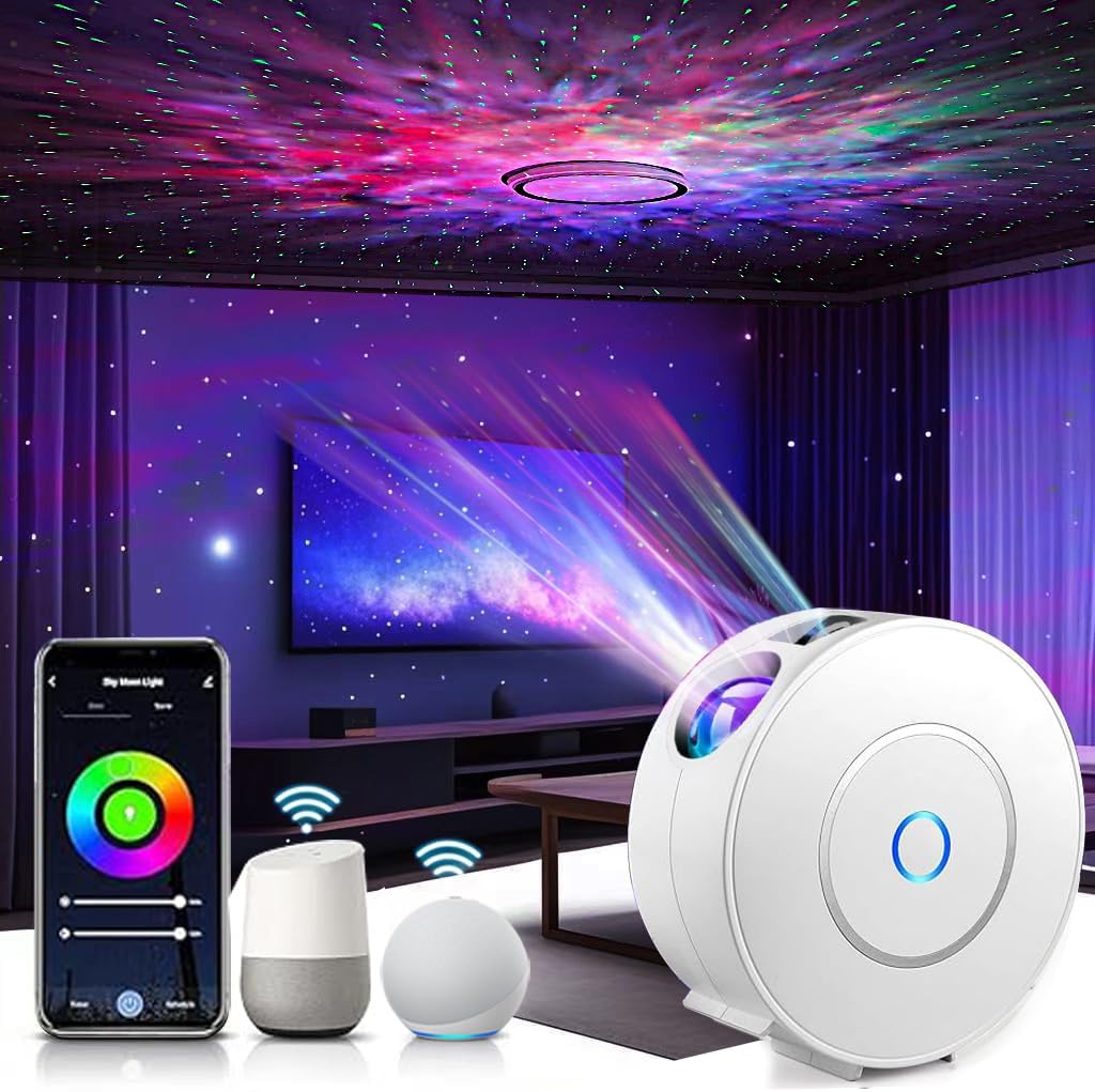 Galaxy Projector for Bedroom, Star Projector,Smart APP & Voice Control Galaxy lamp, Compatible with Alexa & Google Home, for Kids Adults Bedroom,Room Decor,Game Room,Party (Green Stars)