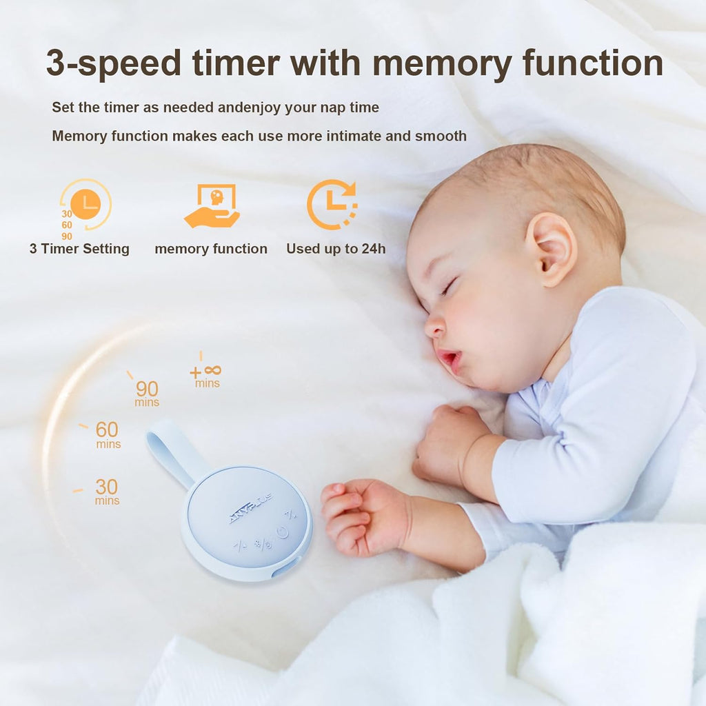 White Noise Sound Machine, Portable Sound Machine for Sleeping Adults & Baby, with Bluetooth 5.1/24 Soothing Sounds/Battery Powered/3 Timer Memory Function for Office/Bedroom/Travel（Blue）