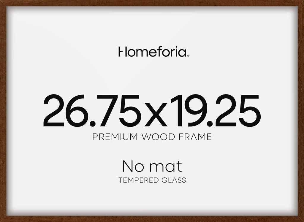 Homeforia 19.25x26.75 Puzzle Frame Brown, High End Dark Oak 19.25 by 26.75 Thin Wood Picture Frame without Mat, 26.75x19.25 Wooden Walnut Puzzle Art Frames for Wall, Tempered Glass, Wall Kit, Set of 1