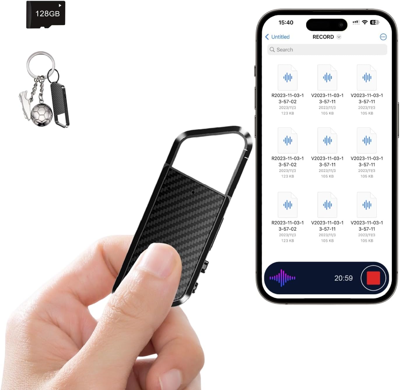 128GB Voice Activated Recorder - Recording Device with 3200H Long Duration Vioce Recorder for Lecture & Meeting - HD Audio Recorder Supporting MP3/WAV Formats