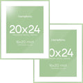 Homeforia 20x24 Frame Sage Green, High End Metal 20x24 Poster Frames with Mat 16x20 inch Photo, 20 x 24 Sage Green Picture Frame Matted to 16 by 20 Art, 24x20 Frame, Tempered Glass, Wall Kit, Set of 2