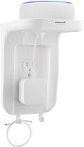 Suptek Wall Outlet Shelf, Home Wall Shelf Organizer for Outlets, Perfect for Bathroom, Kitchen, Bedrooms,Ideal for Cell Phone,Speaker up to 20lbs,with Cable Management and Detachable Hooks,White(S3W)