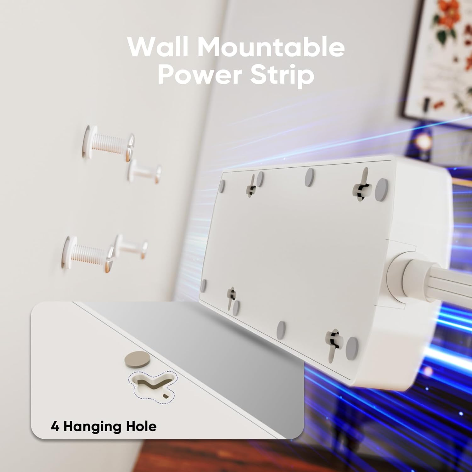 2 Prong Smart Power Strip, 1200J Surge Protector, Yozisital 2 Prong to 3 Prong Outlet Adapter, 5FT Flat Plug Extension Cord with 8 Outlets 4 USB Ports for Home Office