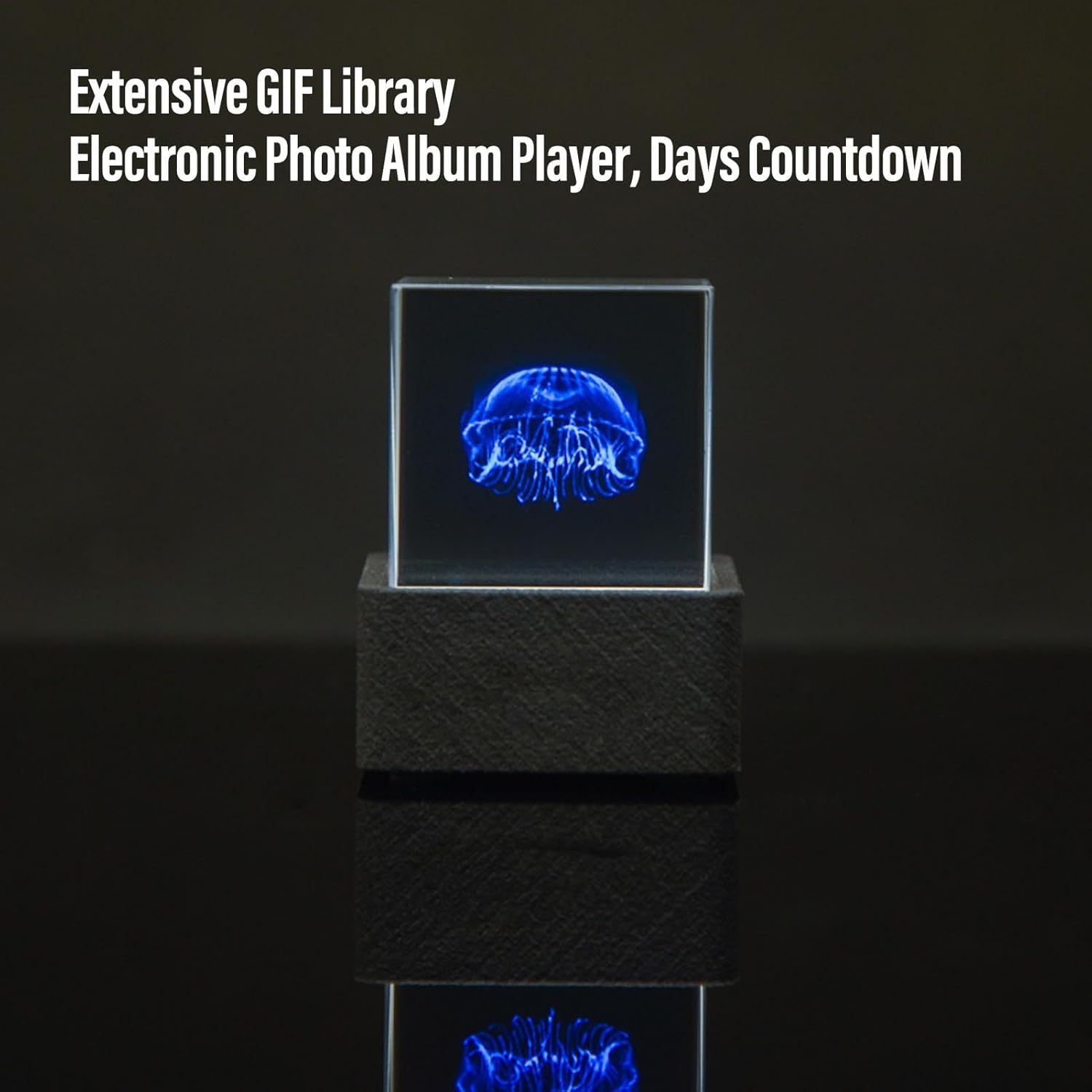 LED Holographic Crystal Cube, 3D Photo Display Smart Weather Digital Clock with GIF Animation Library, for Desk Car Decoration Home Office