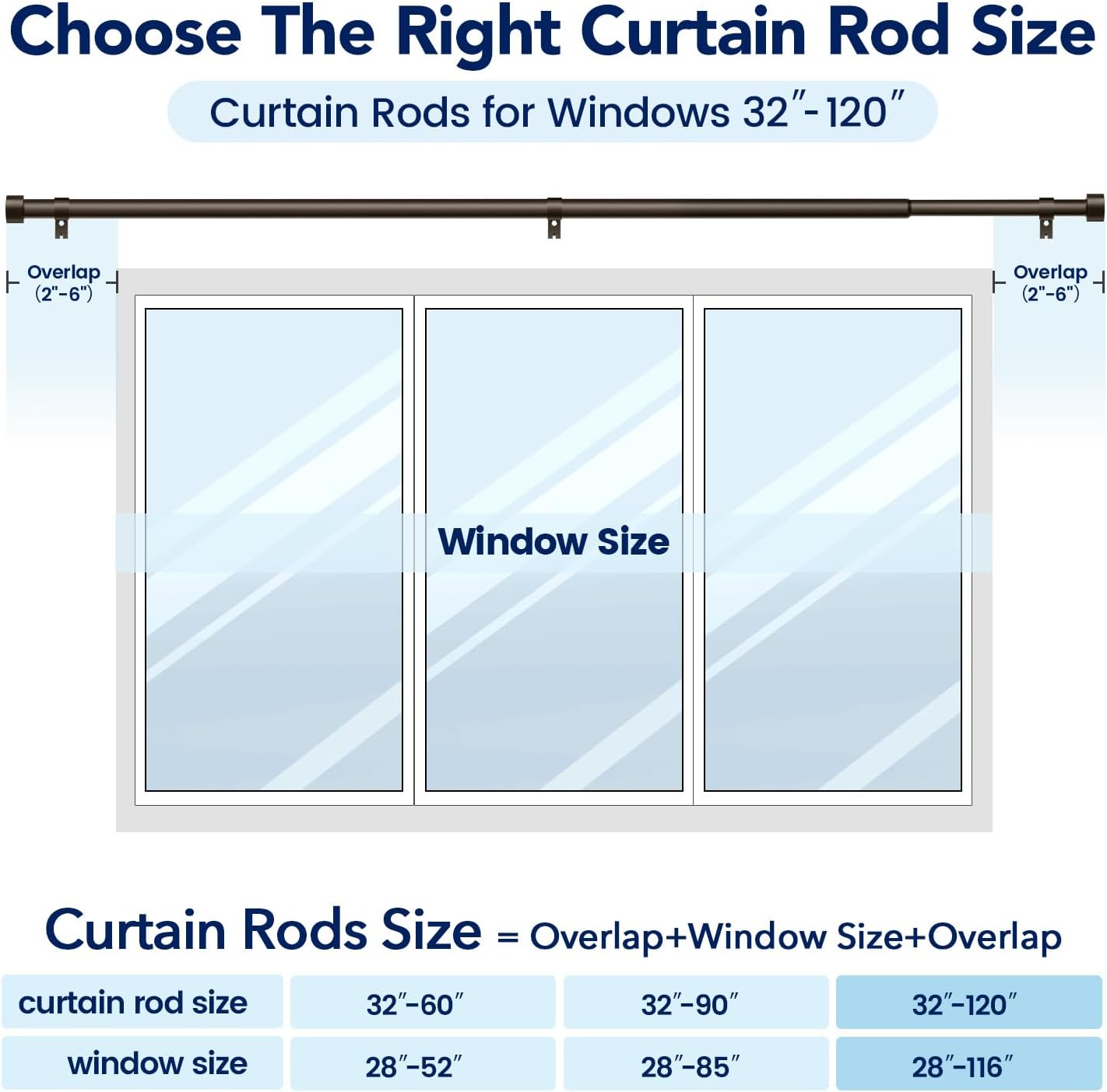 2 Pack Curtain Rods for Windows 66 to 120 Inch(5.5-10ft), 1 Inch Bronze Heavy Duty Curtain Rods Set, Adjustable Extra Long Curtain Rod for Bedroom Patio, Outdoor Drapery Rods, Size 32"- 120"