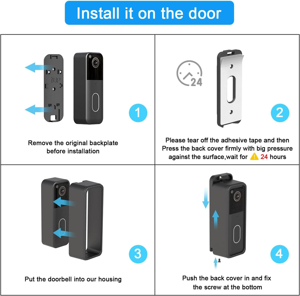 Adhesive Blink Doorbell Mount for All-New Blink Video Doorbell Camera(2nd Gen) Only, Not Block Doorbell Sensor, Camera Door No-Drill Mounting Bracket, Accessories for Blink Doorbell Security System