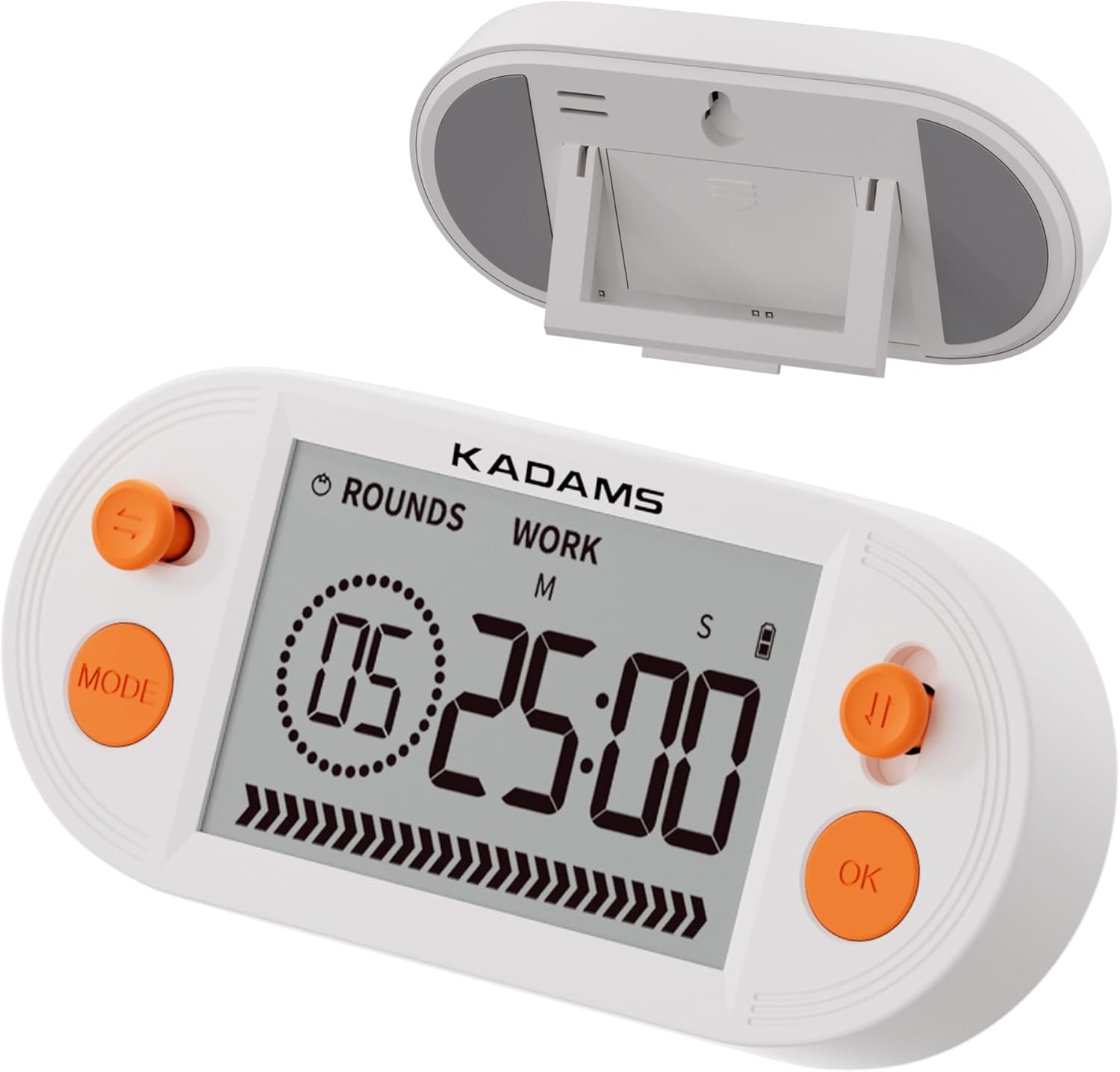 KADAMS Pomodoro Productivity Interval Timer - Countdown Stopwatch for Study, Yoga Gym Workouts Exercise HIIT Tabata with Magnets Stand (Orange)