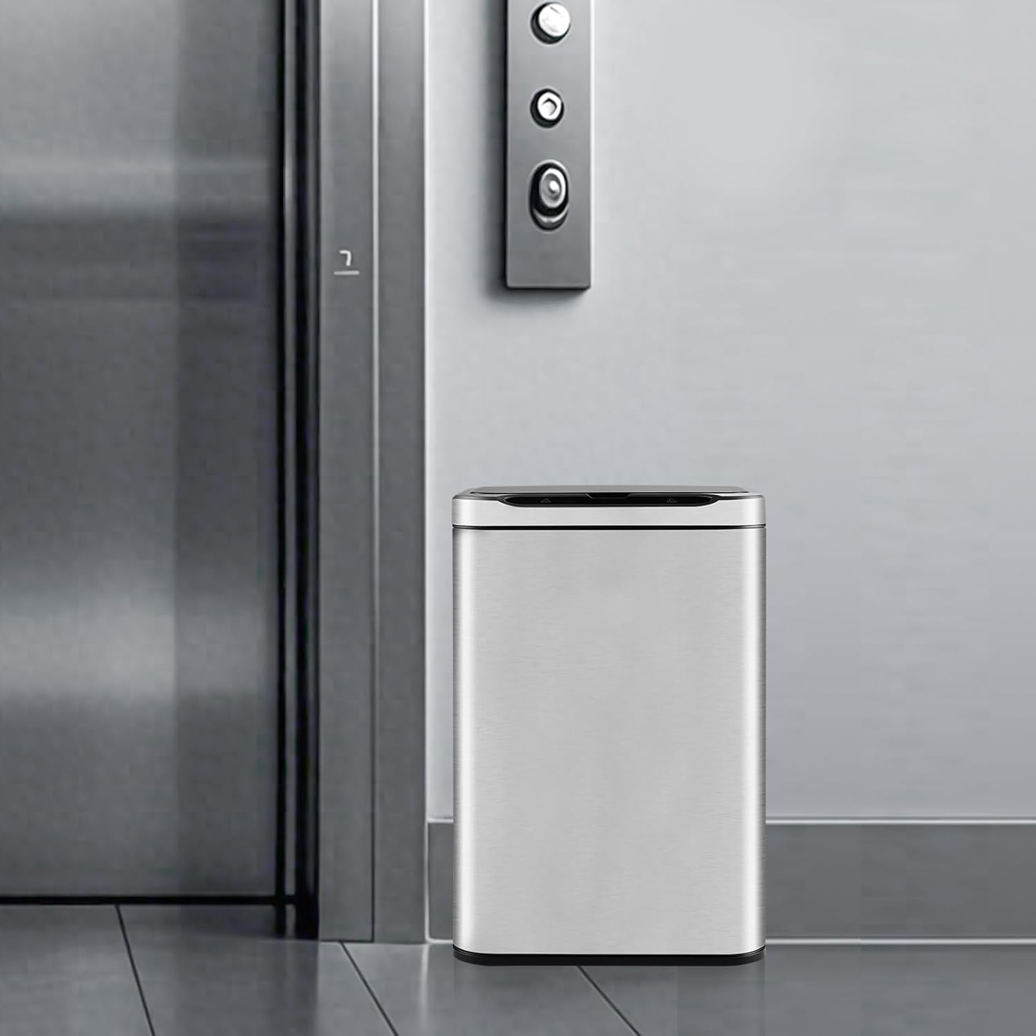 ELPHECO Stainless Steel Office Trash Can Motion Sensor Garbage Can Touchless Smart Trash Can Automatic Waste Bin for Kitchen, Office, Bathroom (Silver, 5.5 Gallons)