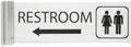 ALPHA DOG SIGNS Corridor Projecting Hallway Bathroom Sign, Left Arrow, 4"x12" Double Sided, Indoor/Outdoor, Easy Install, Durable Business Wayfinding Plaque, USA-Made (White)