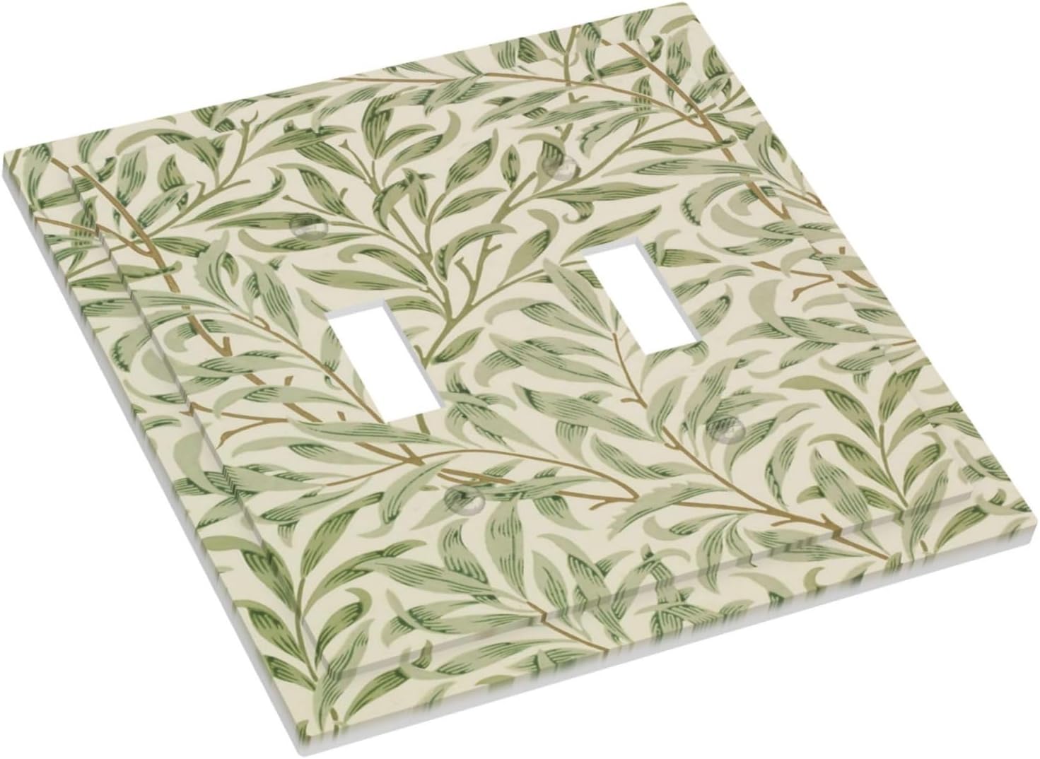 Decorative Light Switch Cover Vintage Morris Willow Leaf Green Leaves Double Toggle Switchplate 2 Gang Personalized Wall Plate Switchcovers Decora Light Switch Plate for Home Decor