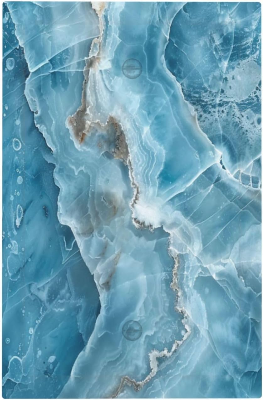 Decorative Light Switch Cover Plate Abstract Watercolor Blue Marble Texture 1 Gang No Device Single Blank Outlet Covers Wall Plates for Electrical Outlets Faceplate for Bedroom Home Decor