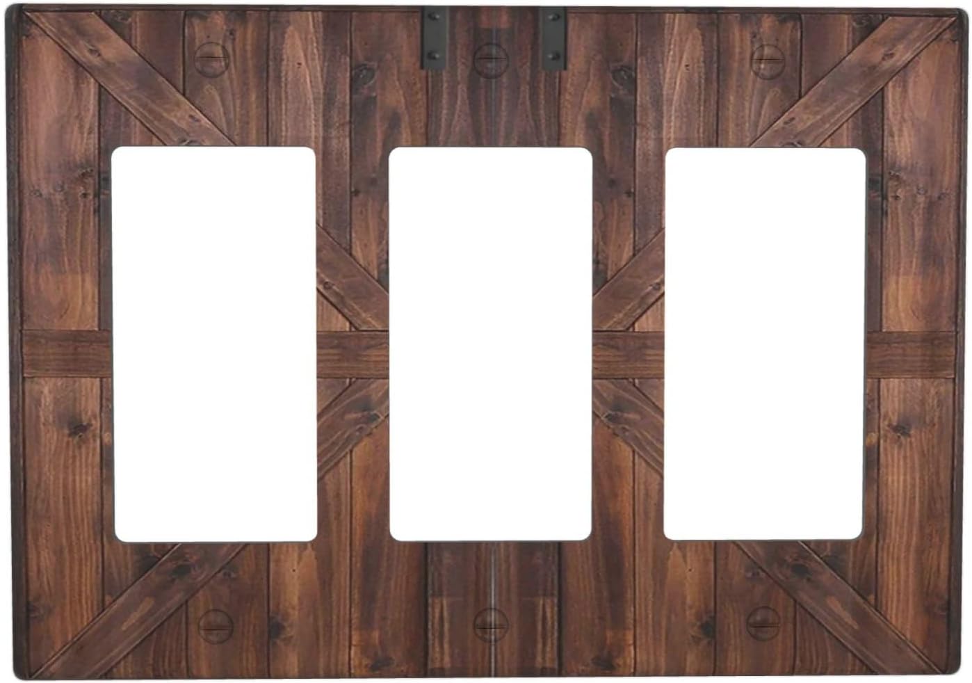 Decorative Outlet Covers Vintage Brown Farmhouse Barn Door 3 Gang Light Switch Cover Plate Triple Rocker Wall Plates for Electrical Outlets Switch Plate Covers for Bedroom Home Decor