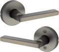 Kwikset Halifax Interior Round Passage Door Handle, Lever for Closet and Hallway Doors, Reversible Non-Locking Handle Lever, Gunmetal