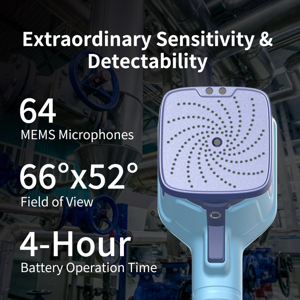 TD2 Acoustic Imager,64 MEMS Digital Microphones,Industrial Acoustic Imaging Camera,Compressed Air Leak Detection,66°×52°FOV,13 Megapixel,2~100kHz Frequency Range, 3.5" Touch Screen