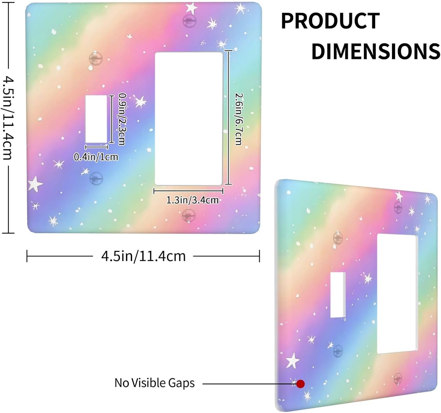 Decorative Outlet Covers Pink Blue Purple Iridescent Rainbow 2 Gang Light Switch Cover Plate Single Toggle 1 Rocker Wall Plates for Electrical Outlets Switch Plate Covers for Home Decor