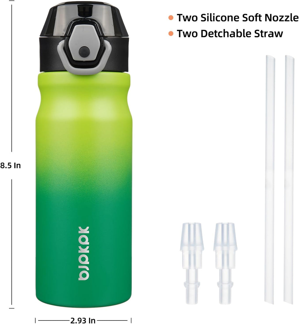 BJPKPK Stainless Steel Insulated Water Bottle with Straw Lid 18oz Reusable Metal Thermal Flask Bottles Keep Cold and Hot,Bamboo Grove