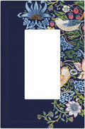 Decorative Outlet Covers Vintage Blue Morris Strawberry Thief Bird Flower 1 Gang Single Decora GFCI Device Light Switch Covers Plate 1 Rocker Wall Plate Jumbo Faceplate