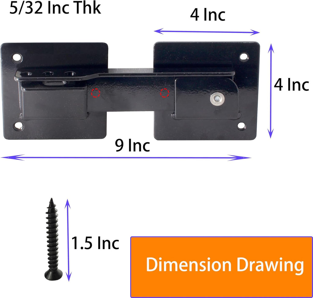 9-inch Flip Gate Latch Lock with Padlock Hole, Heavy Duty Steel Door Latch with Mounting Screws for Wooden Fence, Swing Gate, Double Gate, Shed, Barn. Security Locking Kit for Outdoor Gates