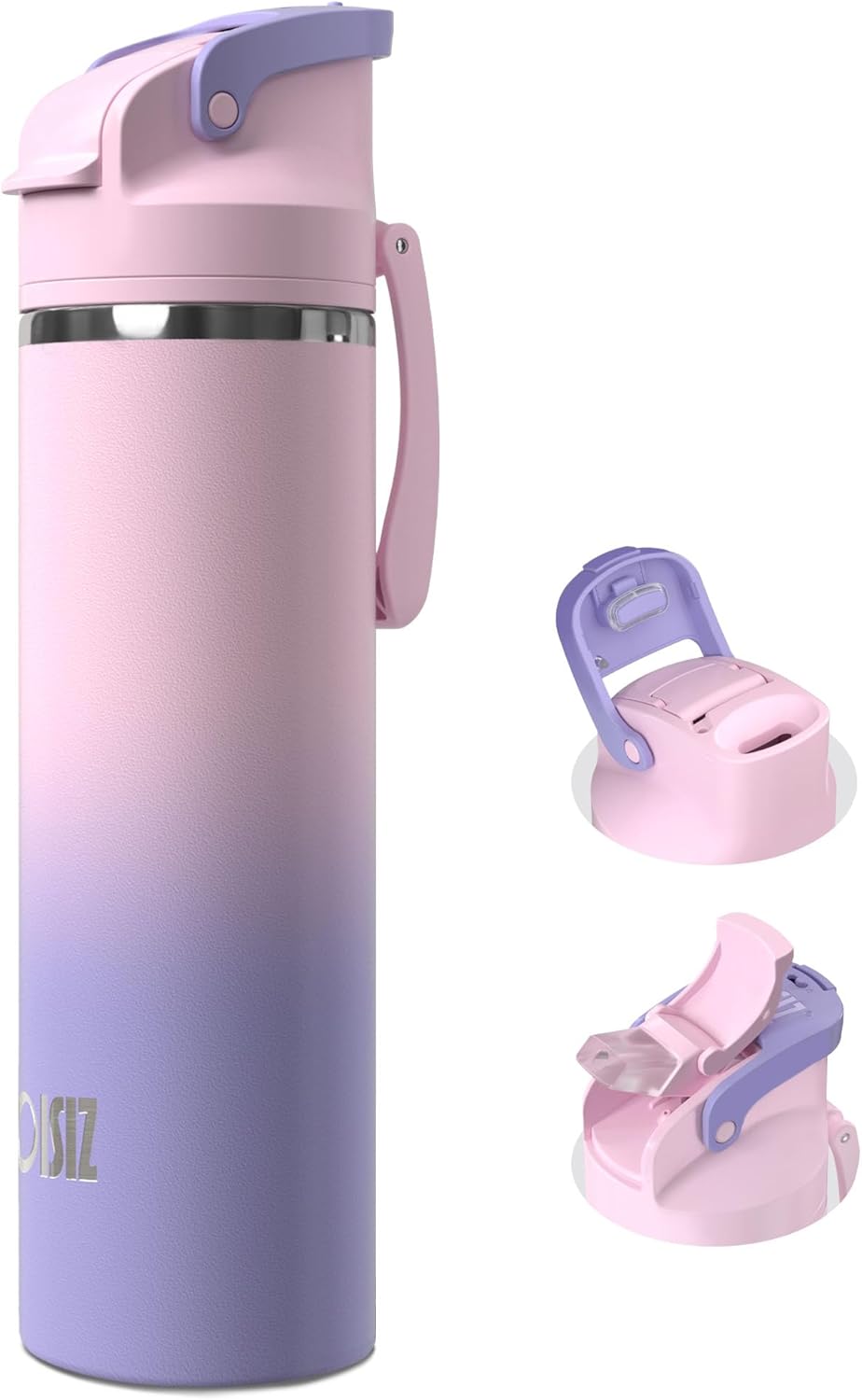OISIZ Insulated Water Bottle 24 oz with 2 in 1 Spout and Straw Lid,One Click Safety Lock,100% Leakproof,Keep Cold 24H,Vacuum Stainless Steel Water Bottle for School,Travel and Sports,Dishwasher Safe