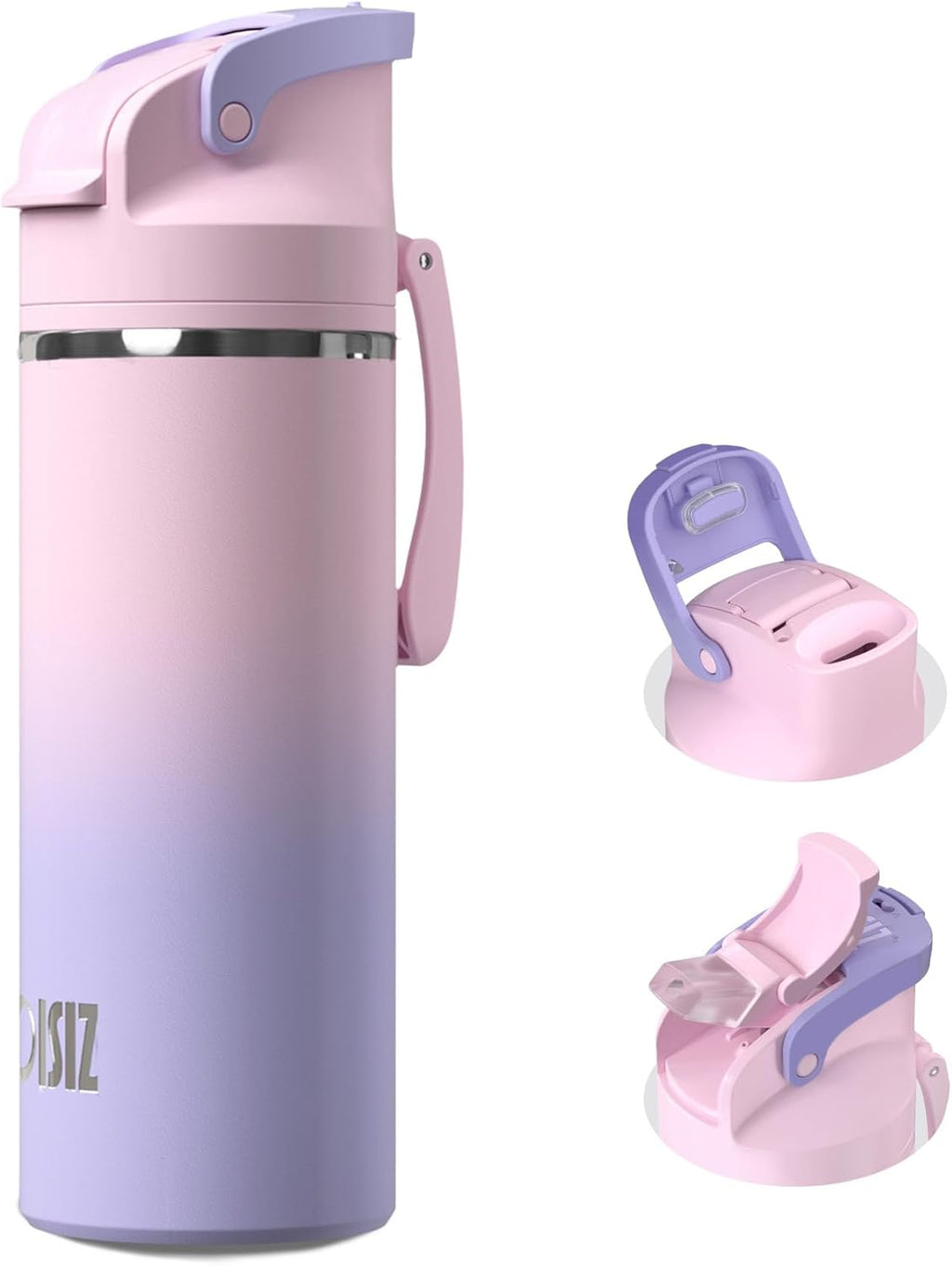 OISIZ Insulated Water Bottle 20 oz with 2 in 1 Spout and Straw Lid,One Click Safety Lock,100% Leakproof,Keep Cold 24H,Vacuum Stainless Steel Water Bottle for School,Travel and Sports,Dishwasher Safe