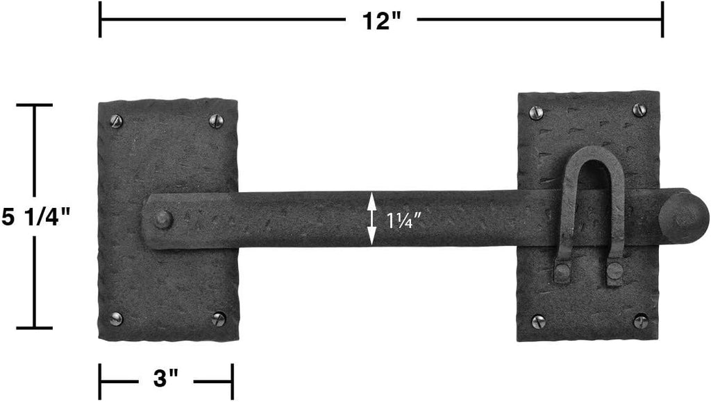 Renovators Supply Manufacturing Black Iron Gate Flip Latch 12" Large Antique Two Sided Flip Locks Rust Resistant Powder Coated Barn Door and Fence Gate Latches with Hardware