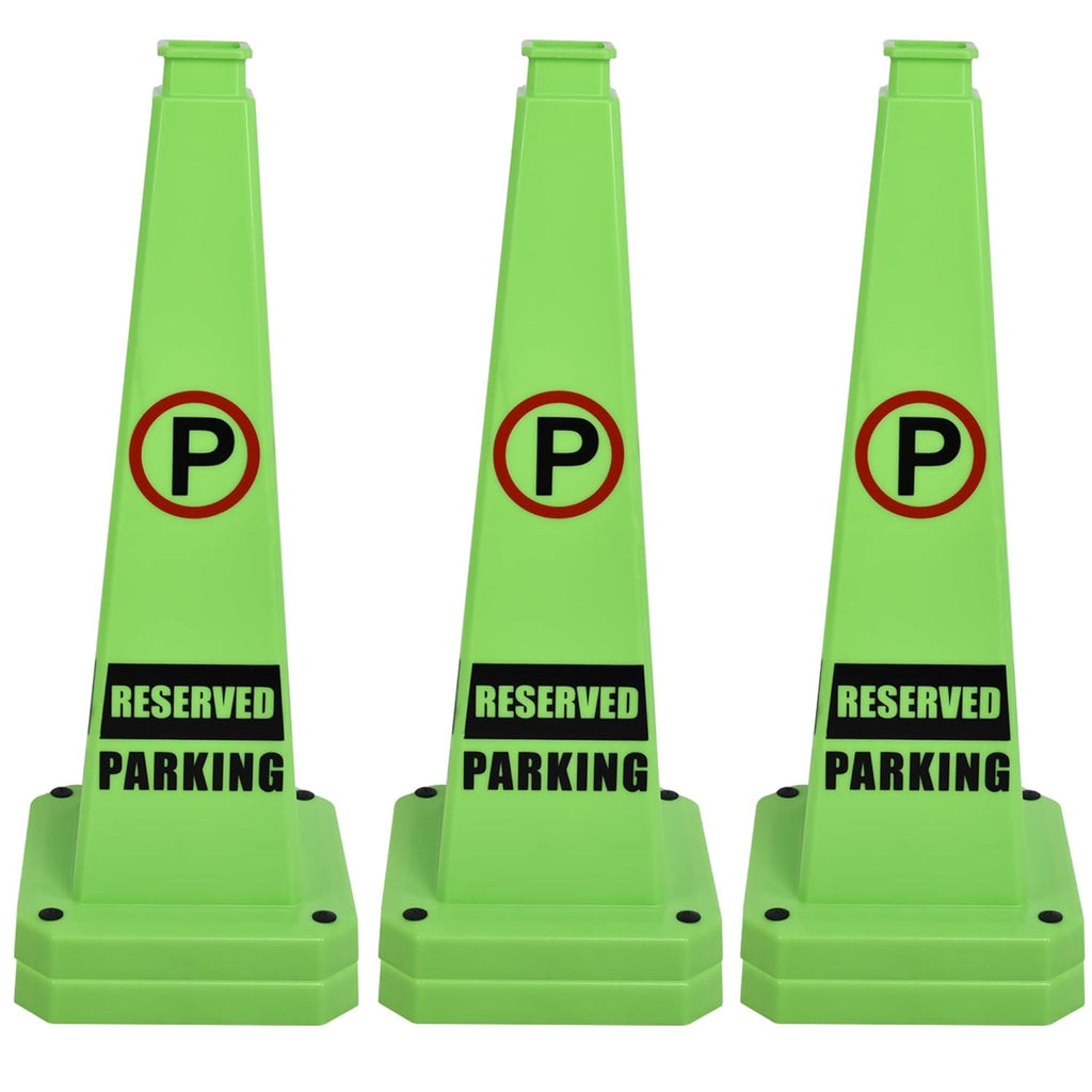 OrangeStar 6-Pack 28" Reserved Parking Cones, Large 4-Sided Message Safety Traffic Cones with Heavy Rubber Base for Indoor Outdoor Use, Parking Lot Control, Driveway Barriers