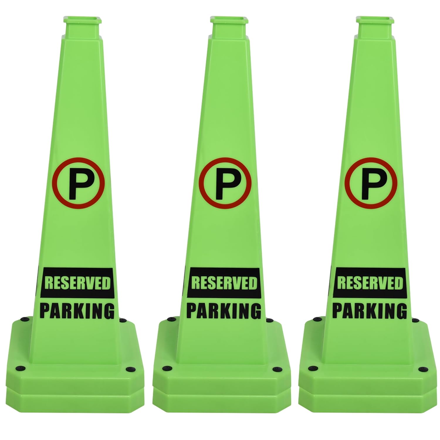 OrangeStar 6-Pack 28" Reserved Parking Cones, Large 4-Sided Message Safety Traffic Cones with Heavy Rubber Base for Indoor Outdoor Use, Parking Lot Control, Driveway Barriers