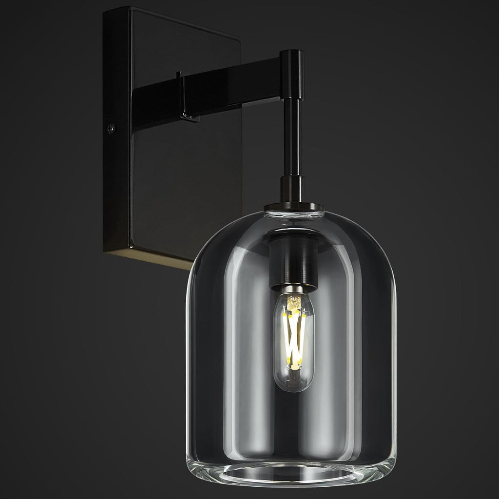 Modern Crystal Wall Sconces Indoor Black Wall Lamp Vanity Wall Lighting for Bathroom Bedroom Living Room Stair（1 Pack）