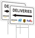 Deliveries Sign with Stake 12”x8” Delivery Sign with Arrow Left Aluminum Metal Delivery Instruction for Packages Easy Installation for Home