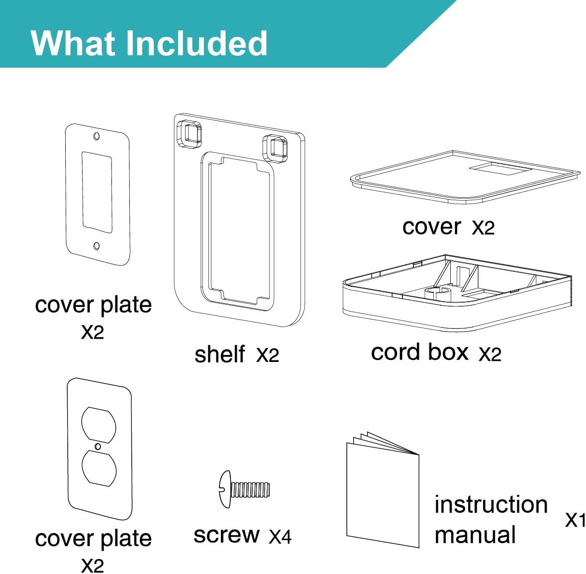 ALLICAVER Outlet Shelf, Bathroom Wall Holder with Built-in Cable Management, Wall Organizer for Smart Home Decor Space Saving Electric Toothbrush Use as Echo Holder (Vertical Decora&Duplex, 2, Pack)