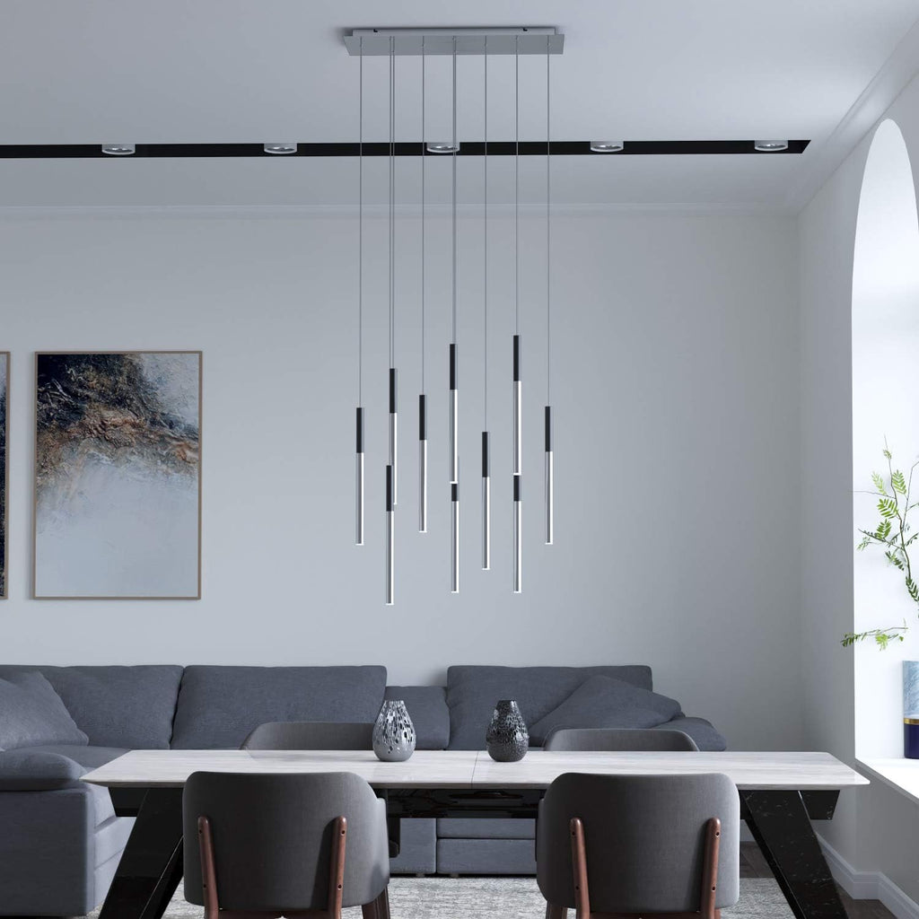 ALTAIR 10 Mini Pendant Lighting Black-Nickel - LED Hanging Light Fixture for Kitchen Island, Bar, Foyer - Cluster Pendants - Dimmable, Adjustable Wire, Lamp Bulb Included