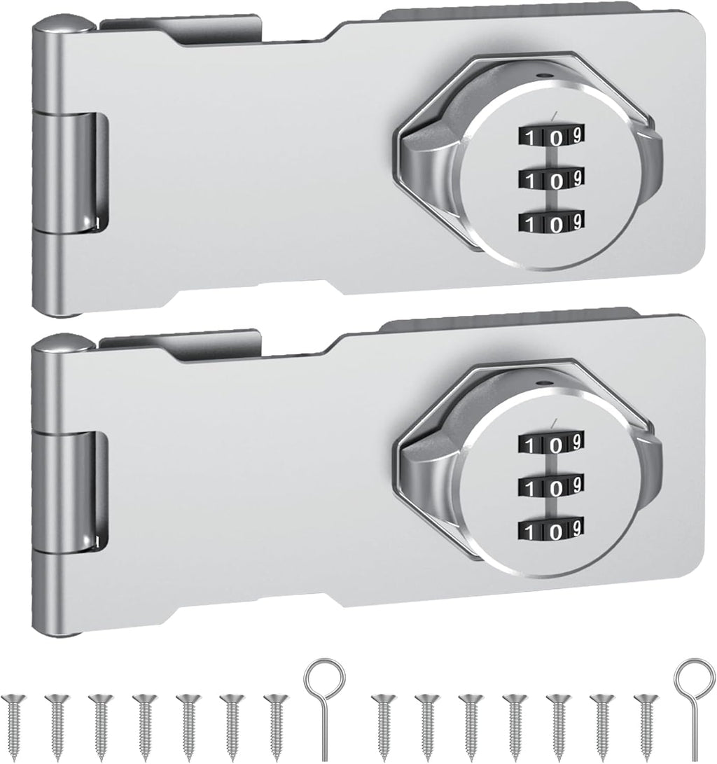 Combination Cabinet Door Lock, Gate Latch Lock with Code, Keyless Security Lock for Gate, Door, Cabinet, Bathroom, Outdoor, Garage, Fence,(Sliver, 2 Pack)