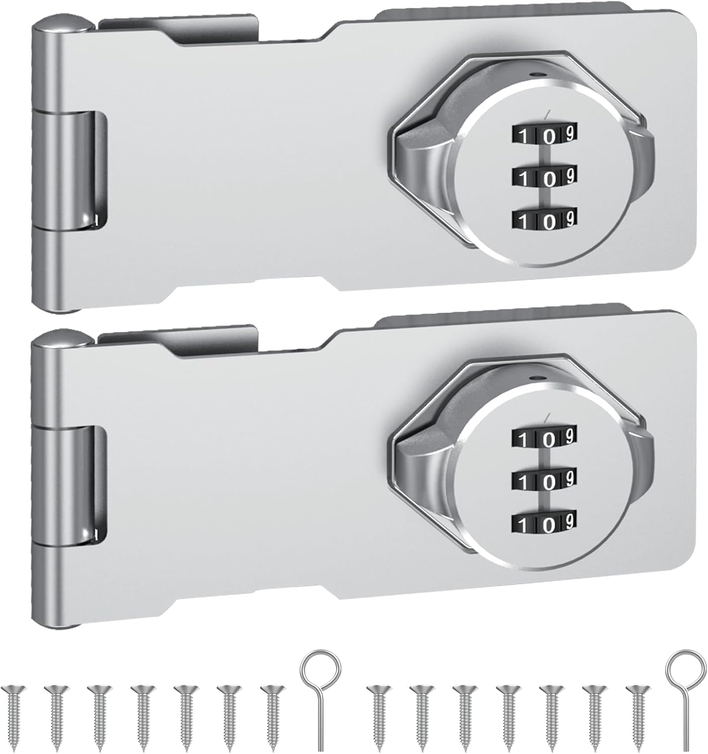 Combination Cabinet Door Lock, Gate Latch Lock with Code, Keyless Security Lock for Gate, Door, Cabinet, Bathroom, Outdoor, Garage, Fence,(Sliver, 2 Pack)