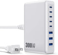 USB C Charger 300W USB C Charger Block 8-Ports GaN IV Fast Charging Station,PD 100W Laptop Charging Hub Wall Charge Adapter Compatible with MacBook/Air,DELL,Steam Desk,iPhone 16/15/14,Galaxy