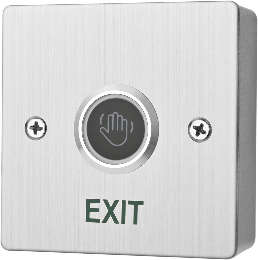 Infrared Sensor Exit Button with Back Box IR Touchless Door Release 304 Stainless Steel IP67 Waterproof with LED Indicator for Access Control Systems