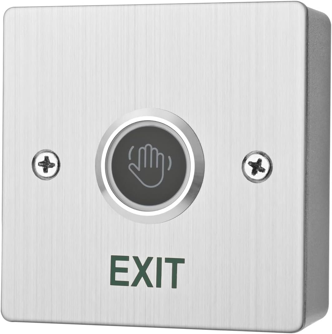 Infrared Sensor Exit Button with Back Box IR Touchless Door Release 304 Stainless Steel IP67 Waterproof with LED Indicator for Access Control Systems