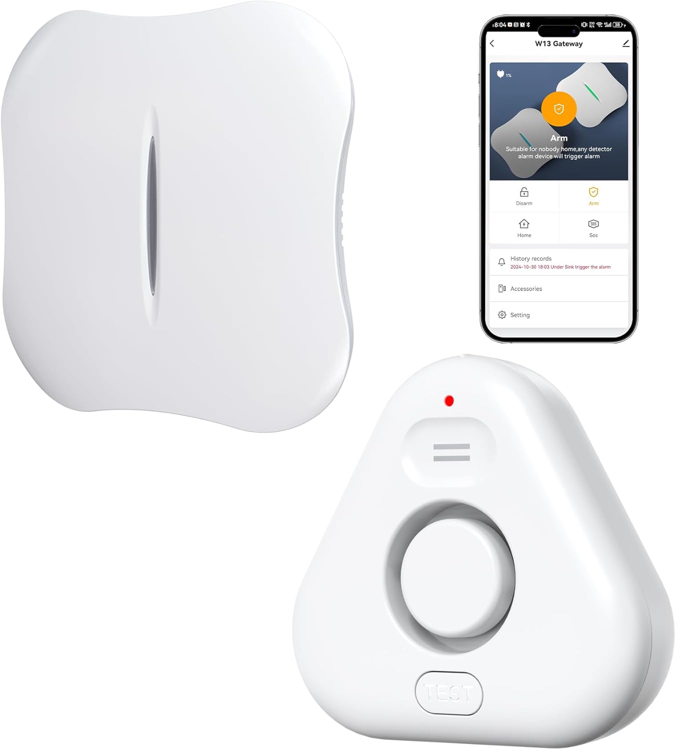 Smart Water Leak Detectors for Home WiFi with App Alerts, Stechro Ajustable 120dB Water Sensor Alarm Leak Detector for Basements Sink Kitchen Laundry, 1 Water Sensor & 1 Rechargeable Gateway